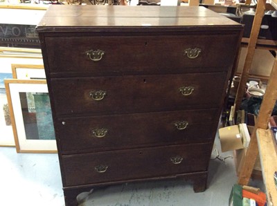 Lot 1114 - 19th century chest of draws with four long draws and brass swing handles