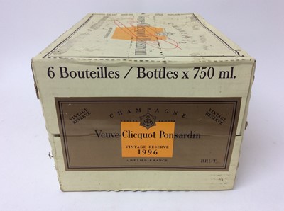 Lot 38 - Champagne - six bottles, Veuve Clicquot Brut 1996, in card case