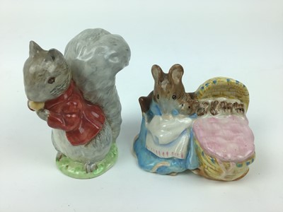 Lot 37 - Eleven Beatrix Potter figures - Little Black Rabbit, Mrs Rabbit and Bunnies, Foxy Whiskered Gentleman, Sally Henny Penny, Timmy Tiptoes, Hunca Munca, Appley Dapply, Lady Mouse, Mrs Rabbit, Cecily P...