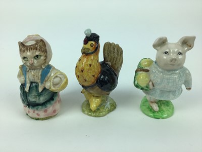 Lot 40 - Eleven Beswick Beatrix Potter figures - Pig-Wig, Mr Jackson, Mr Benjamin Bunny, Miss Moppet, Cousin Ribby, Tabitha Twitchett, Chippy Hackee, Little Pig Robinson, The Old Woman who lived in a Shoe,...