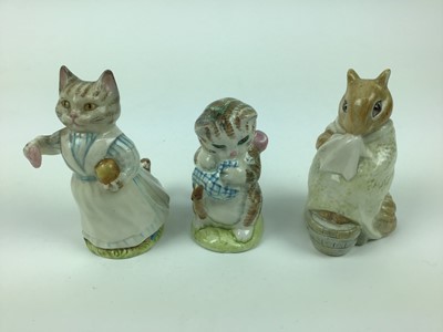 Lot 40 - Eleven Beswick Beatrix Potter figures - Pig-Wig, Mr Jackson, Mr Benjamin Bunny, Miss Moppet, Cousin Ribby, Tabitha Twitchett, Chippy Hackee, Little Pig Robinson, The Old Woman who lived in a Shoe,...