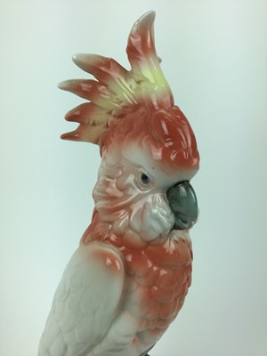 Lot 43 - Royal Dux model of a Cockatoo, pink triangle mark to base, 41cm high