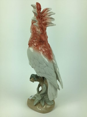 Lot 43 - Royal Dux model of a Cockatoo, pink triangle mark to base, 41cm high