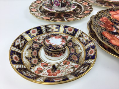 Lot 44 - Selection of Royal Crown Derby imari including plates, cup, miniature items plus two Royal Worcester cabinet cups and saucers