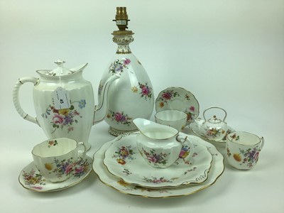 Lot 45 - Selection of Royal Crown Derby tea ware including Derby Posies, and a table lamp with green shade
