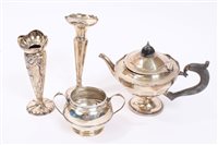 Lot 510 - George V silver teapot of faceted form, with...