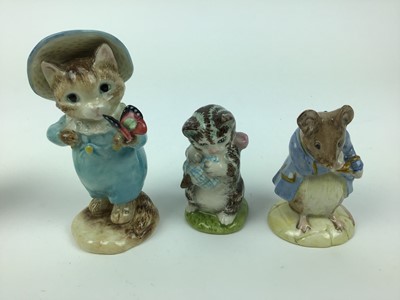 Lot 49 - Eight modern Beswick Beatrix Potter figures, Three Royal Albert Beatrix Potter figures and a selection of other figures