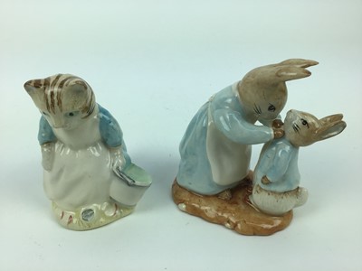 Lot 49 - Eight modern Beswick Beatrix Potter figures, Three Royal Albert Beatrix Potter figures and a selection of other figures