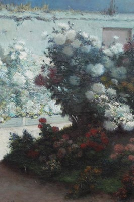 Lot 92 - Eugene Henri Cauchois (1850-1911) oil on canvas - Garden scene