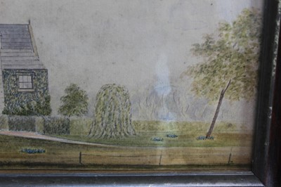 Lot 97 - Pair of mid 19th century naive watercolours depicting Brothby Hall, Lincolnshire