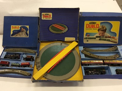 Lot 1545 - Railway- Two boxes of Hornby Dublo to include engines, buildings and other accessories