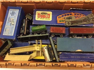 Lot 1545 - Railway- Two boxes of Hornby Dublo to include engines, buildings and other accessories