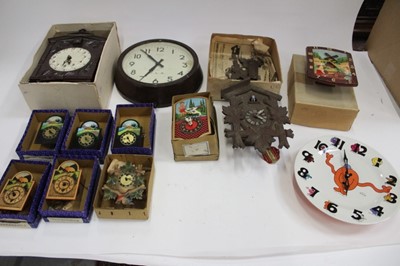 Lot 1886 - Large box containing Vintage Cuckoo clocks and others