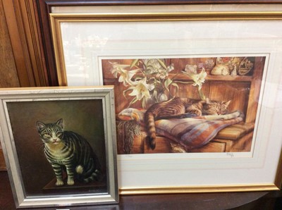 Lot 487 - Box of mainly cat pictures and prints