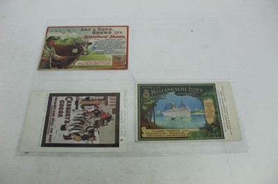 Lot 1087 - Postcards - Advertising including early Nestle's Military Swiss Milk chocolate, Cadbury's Cocoa,Rowntree's Cocoa, Hoe's Sauce, Idris Royal Mineral Waters, Phyllis Cooper Ovaltine etc.