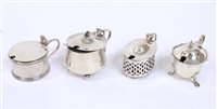 Lot 518 - Four early 20th century silver mustard pots...