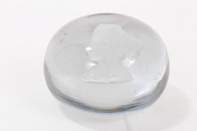Lot 90 - Victorian glass sulphide paperweight with a bust of the young Queen Victoria