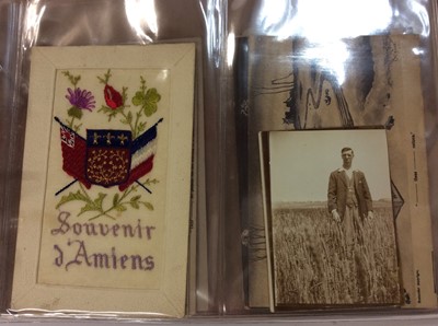 Lot 337 - Three albums of cigarette cards and WWI silk postcards