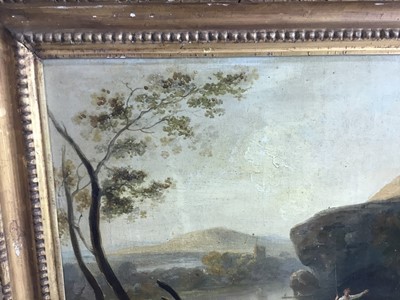 Lot 237 - Attributed to Richard Wilson (1714-1782) oil on canvas - a family fishing beside a lake, apparently unsigned, in good gilt frame, 33cm x 46cm