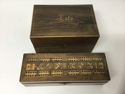 Lot 297 - Victorian rosewood games box and another