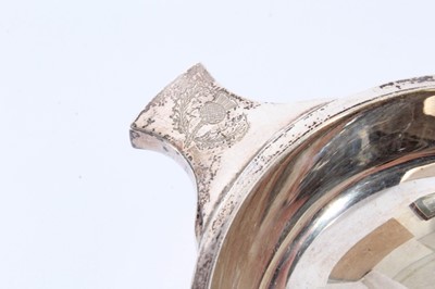 Lot 11 - Rugby interest- Contemporary silver Quaich of conventional form, the handles engraved