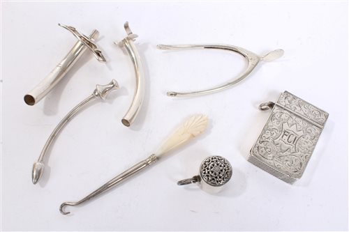 Lot 524 - Three piece white metal Tracheostomy set,...