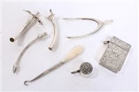 Lot 524 - Three piece white metal Tracheostomy set,...