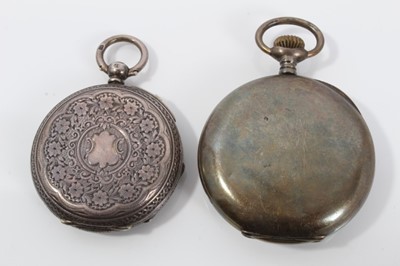 Lot 115 - Two silver cased fob watches