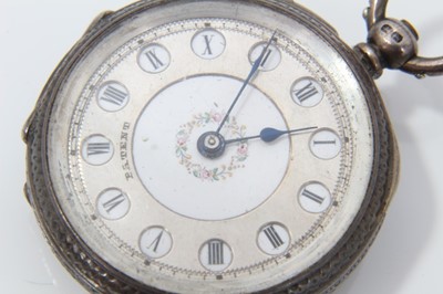Lot 115 - Two silver cased fob watches