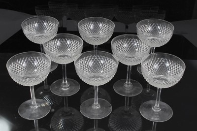 Lot 16 - A good set of eight Edwardian cut glass champagne coupes, diamond pattern, 12cm height