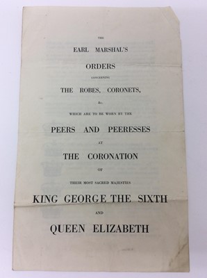 Lot 15 - The Coronation of H.M. King George VI , May 12 th 1937 - a fascinating group of ephemera sent to The Dowager Countess Haig ( The wife of the famous First World War Field Marshall ) comprising Royal...