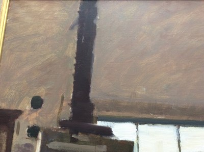 Lot 1185 - *Ken Howard (born 1932) - oil on canvas - female nude in artist's studio, titled 'Sarah, Moussehole Interior II'. Exhibited at the New Grafton Gallery29.3.90, 121cm x 100cm