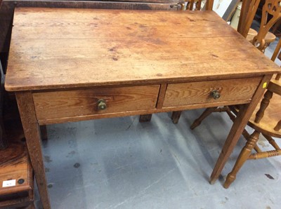 Lot 952 - Antique pine side table with two drawers on square taper legs