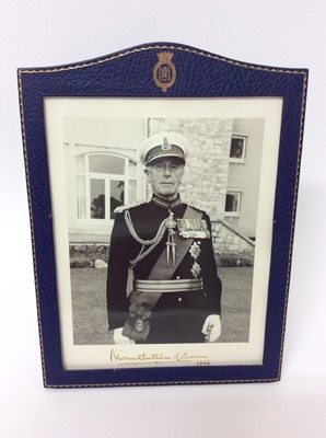 Lot 20 - The Right Honourable Admiral of the Fleet Lord Mountbattern of Burma - fine signed presentation portrait photograph of the Admiral wearing the uniform of Commandant of the Royal Marines and wearing...