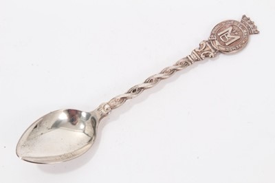 Lot 21 - Lord Mountbattern of Burma , silver plated teaspoon with cast crowned M of B cipher within Garter collar to top  11.6cm