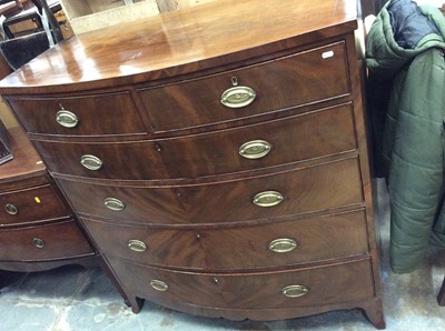 Lot 1007 - George IV mahogany bow front chest of two short and four long graduated drawers