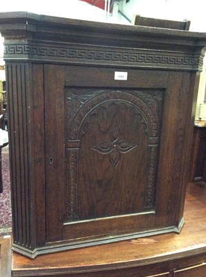 Lot 109 - 19th century oak hanging corner cupboard, together with another smaller
