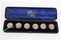 Lot 539 - Set of six silver buttons with tulip...