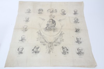 Lot 28 - H.I.M. Emperor Napoleon III of France , a printed silk handkerchief decorated with portraits of Napoleon III , his generals  and Marshals and trophies of arms , a collection of King Edward VIII sou...