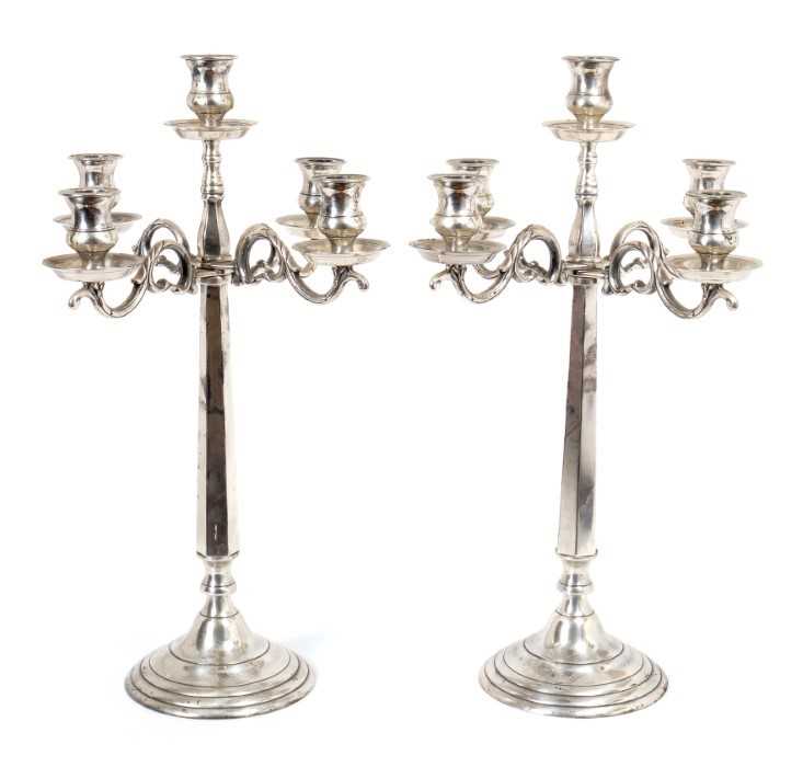 Lot 455 Pair of Swedish silver plated four branch