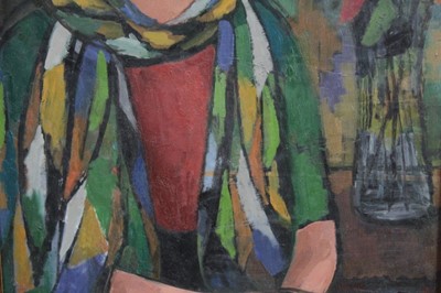 Lot 1088 - Duffy Ayers (1915-2017) oil on board - Figure with Scarf