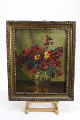 Lot 255 - William Arthur Chase (1878-1944) oil on board - Still life of flowers