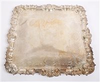 Lot 541 - Edwardian silver salver of square form, in the...