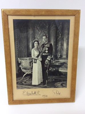 Lot 29 - H.M. Queen Elizabeth II and H.R.H. The Duke of Edinburgh- signed presentation black and white portrait photograph of the Royal couple taken at Buckingham Palace by Antony Buckley , signed on the mo...