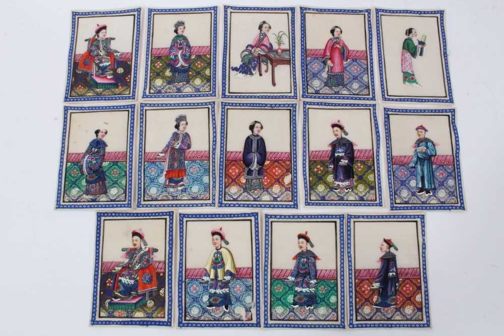 Lot 313 - Good large collection of 19th century Chinese paintings on rice paper