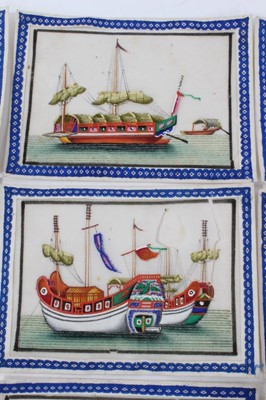 Lot 313 - Good large collection of 19th century Chinese paintings on rice paper