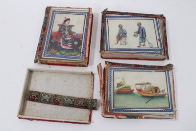 Lot 313 - Good large collection of 19th century Chinese paintings on rice paper