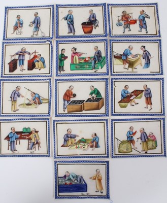 Lot 313 - Good large collection of 19th century Chinese paintings on rice paper