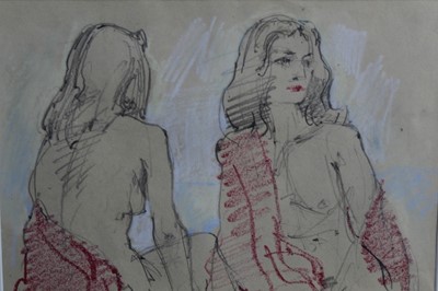 Lot 243 - Ian Hay (1940) pencil and chalk - studies of Francoise 1986