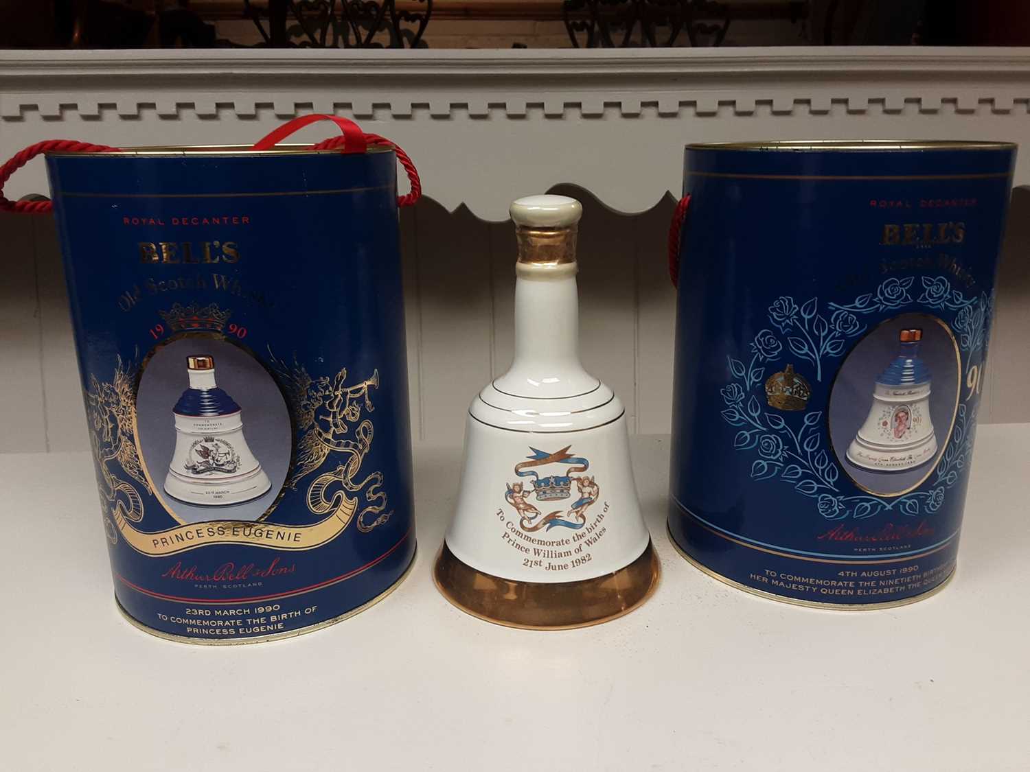 Lot 183 - Three bottles of Bell's Royal Commemorative whisky in Wade decanters